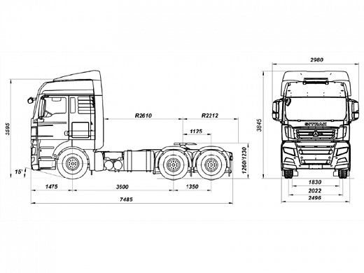 Тягач SITRAK C7H 6×4 ZZ4256V364HE