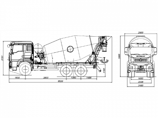 Автобетоносмеситель SITRAK C7H 6×4 ZZ5256GJBV384ME объем 10 куб.м