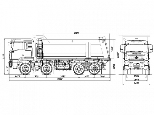Самосвал SITRAK C7H 8×4 ZZ3316V306ME (22 куб.м i=4,2)