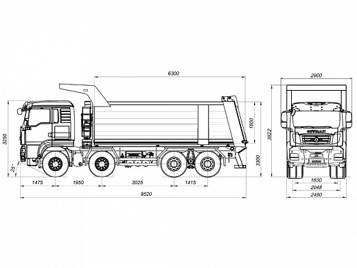 Самосвал SITRAK C7H 8×4 ZZ3316V306ME 26 куб.м i=5,26